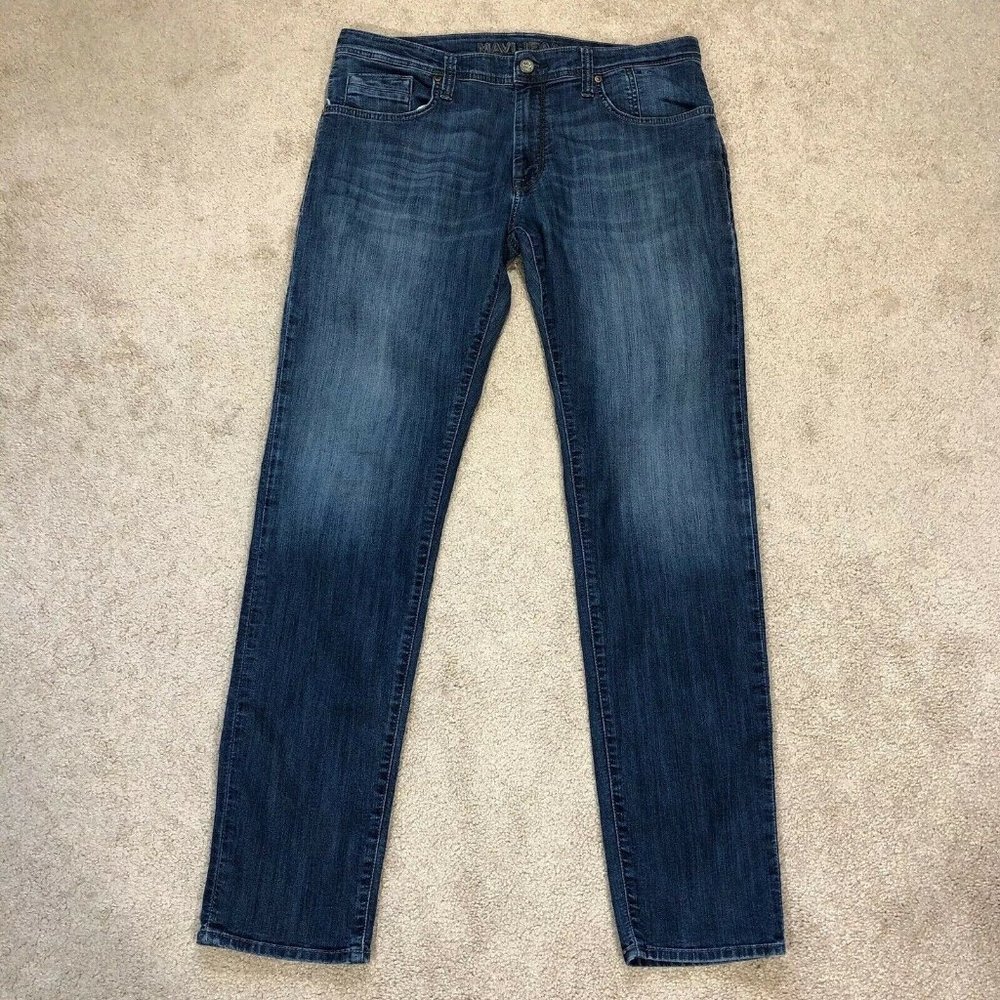 Mavi Mens Jeans Jake Slim Leg Stretch Blue Jeans - Picture 2 of 8